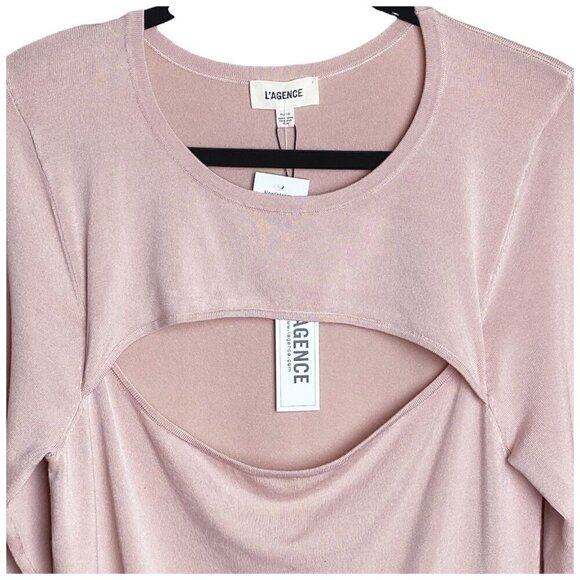 L'Agence NWT $325 Jocelyn Cutout Sweater in Petal Country Pink Women;s Sz XL - Picture 4 of 7